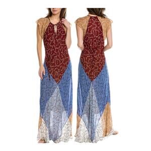 New‎ RAG& BONE Sam Muti-Color Floral Patchwork Maxi Dress Sz S